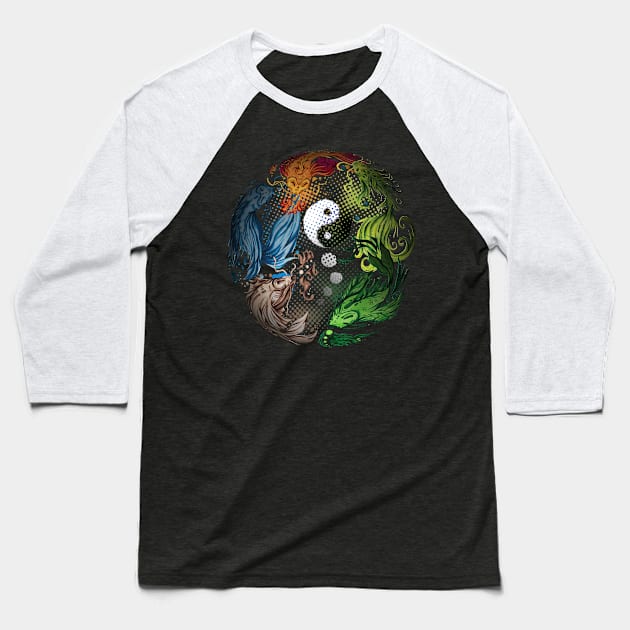 Elemental Koi of Yin Yang. Baseball T-Shirt by hybridgothica